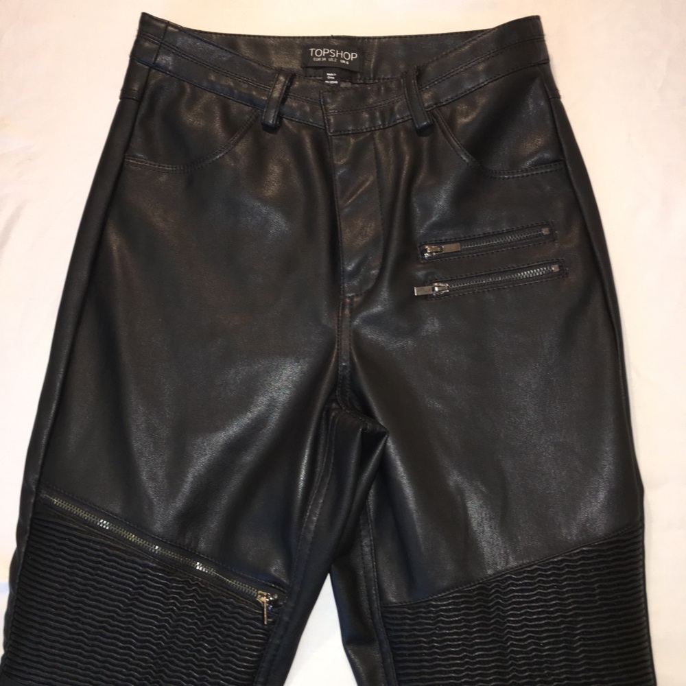 Topshop Leather black pants